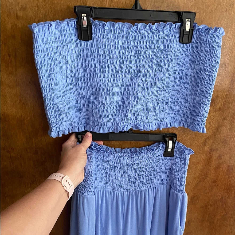 Zenana Comfort Smocked Tube Top & Joggers Set